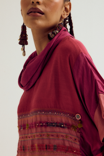 Plumeria coord set- fuchsia peach