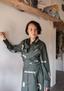 Seattle Wrap Shirt Dress - Triangular Print