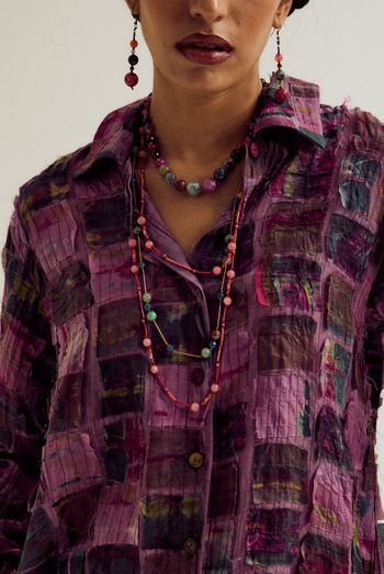 Cosmos patchwork shirt- lavender