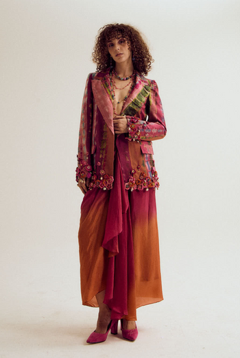 Laburnum tie dye blazer - fuchsia/peach