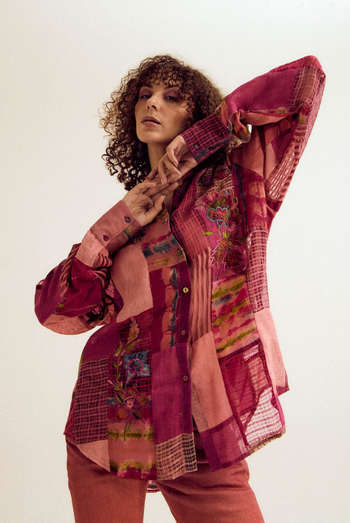 Paako patchwork shirt - fuchsia