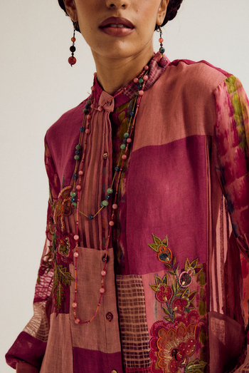 Shrub rose patchwork coord set- fuchsia peach