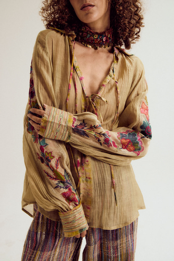 Chloe emb shirt- ecru