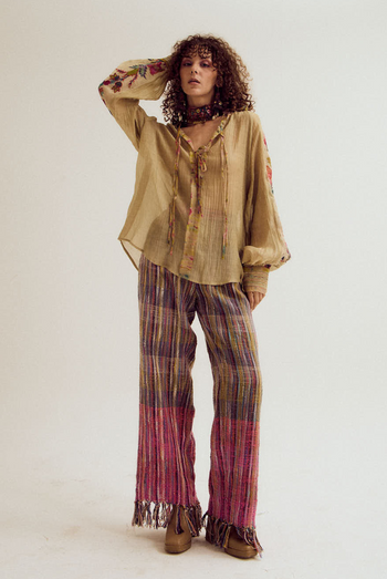 Chloe emb shirt- ecru