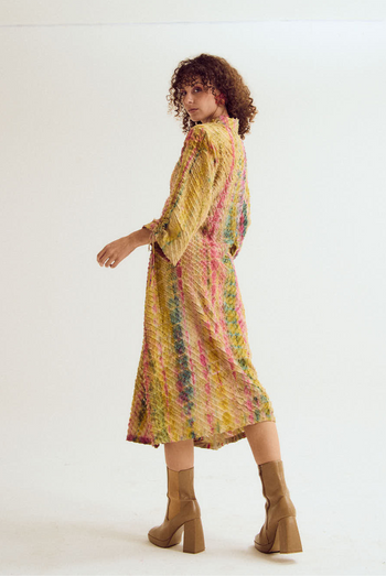 Lantern textured dress- ecru