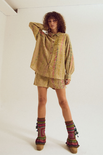 Petunia shirt with shorts set- ecru