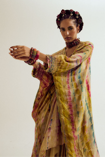 Marigold tie dye kaftan shirt