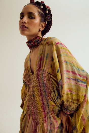 Marigold tie dye kaftan shirt