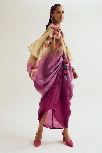 Cherry blossom kaftan ecru/ lavender