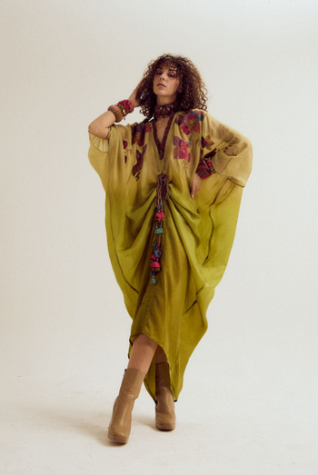 Cherr blossom kaftan- ecru/olive
