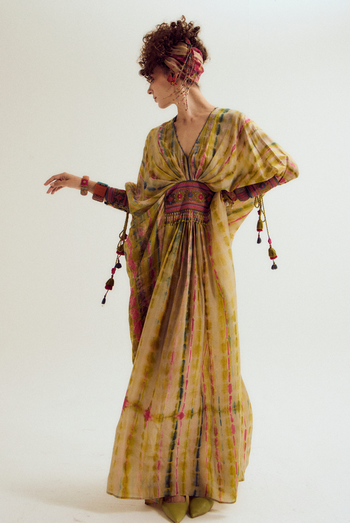 Daisy tie dye  kaftan - ecru