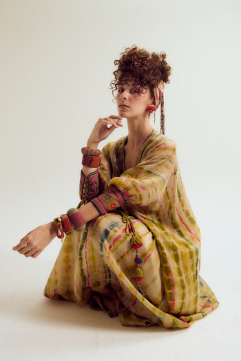 Daisy tie dye  kaftan - ecru