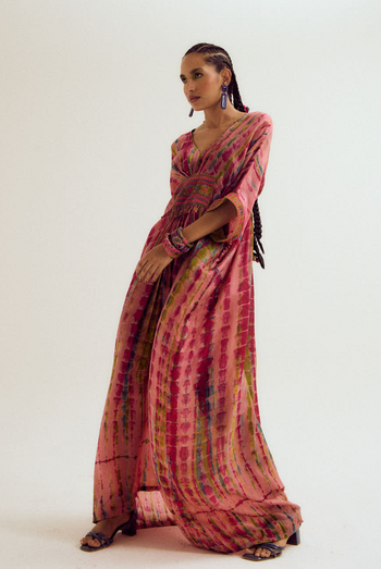 Aster tie dye  kaftan - peach