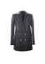 Double-Breasted Metallic Blazer + Ice Sheer Metallic Skirt