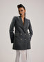 Double-Breasted Metallic Blazer + Ice Sheer Metallic Skirt