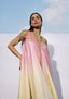 Ombre Satin Dress with Fringes