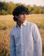 Sky Blue Handspun Linen Stripe Long Sleeve Shirt