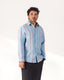 Sky Blue Handspun Linen Stripe Long Sleeve Shirt