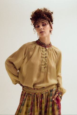 Eila emb shirt - ecru