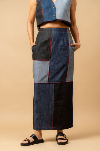Abby Denim Patch Skirt