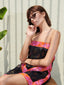 Maui Scarf Bandeau & A-Line Mini Skirt Set (Black)