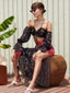 Moana Ruched Bustier & Scarf Sarong Skirt Set (Black)
