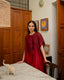 Pleated Kaftan - Crimson Red Ombre