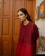 Pleated Kaftan - Crimson Red Ombre