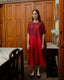 Pleated Kaftan - Crimson Red Ombre