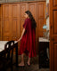 Pleated Kaftan - Crimson Red Ombre