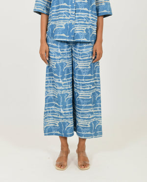 Indigo Splash Linen Pants