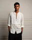 Hand-Crocheted Shirt in White Voile