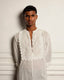 Hand-Crocheted Shirt in White Voile