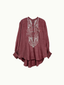 Dog Embroidery Shirt - Mulberry Silk Antique Pink