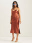 Hayat Pleated Bias Slip Dress (Rust)
