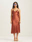 Hayat Pleated Bias Slip Dress (Rust)