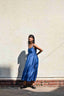 Gathered Silk Dress-Medium Indigo