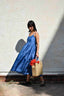 Gathered Silk Dress-Medium Indigo