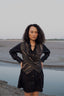 Upcycled Seattle Wrap Dress - Black Green
