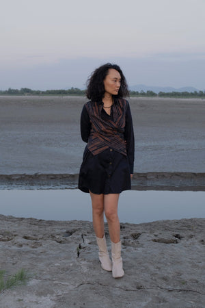Upcycled Seattle Wrap Dress - Black Copper