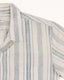 Ecru Indigo Stripe Handloom Cotton Camp Collar Short Sleeve Shirt