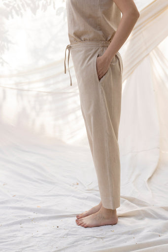 Beige Straight Pants