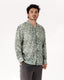 Mint Green Voile Block Print Camp Collar Long Sleeve Shirt