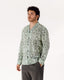 Mint Green Voile Block Print Camp Collar Long Sleeve Shirt