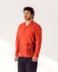 Rust Red Cotton Block Print Camp Collar Long Sleeve Shirt
