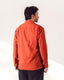 Rust Red Cotton Block Print Camp Collar Long Sleeve Shirt