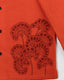 Rust Red Cotton Block Print Camp Collar Long Sleeve Shirt
