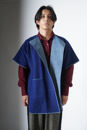 Sonam Poncho -indigo men
