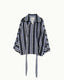 Half Trench Coat - Striped Denim