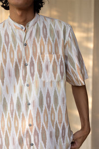 Diamonds In Dust Band Collar Shirt